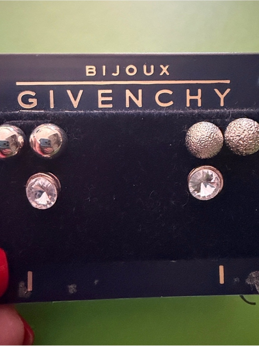Givenchy NWT 3 Pairs of Silver & Clear Crystal Stud Earrings